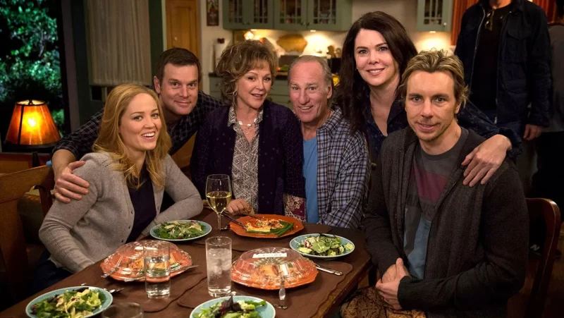 a imagem mostra uma das cenas de parenthood com uma das atrizes protagonistas de gilmore girls