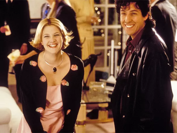 a imagem mostra uma cena de afinado no amor com drew barrymore e adam sandler